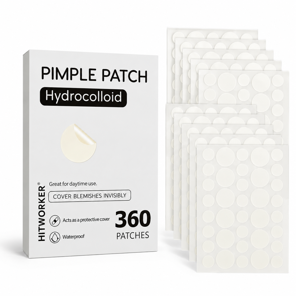 Invisible Hydrocolloid Acne Patches – 360 Count